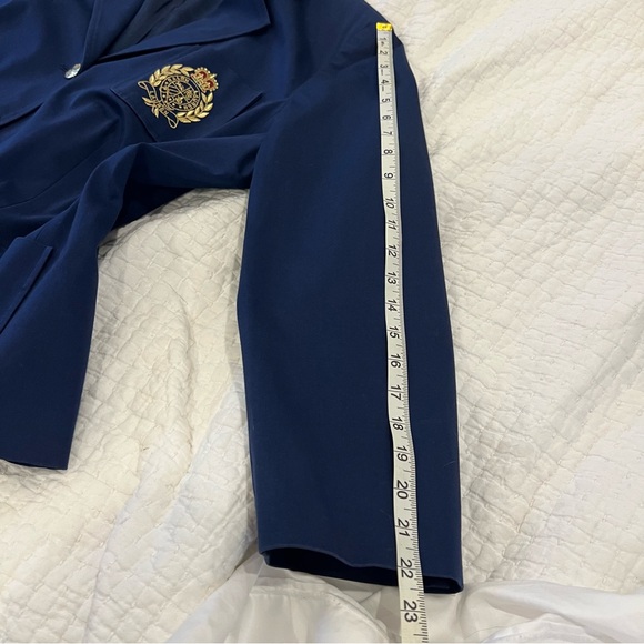Lauren Ralph Lauren Blazer Womens 2X Blue Gold Buttons Crest Career Business - Picture 10 of 11
